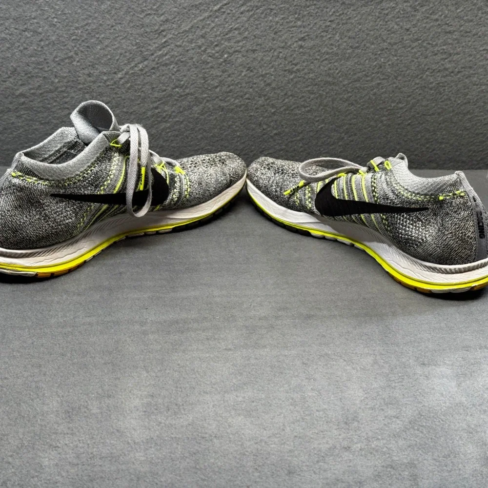 Nike Flyknit Streak Grey Volt Yellow Running Shoes 835994-007 Mens Size 10.5